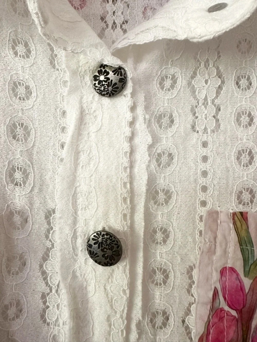 POL Cotton Oversized Floral Lace Button Down – Size Medium NWOT - Picture 5 of 14